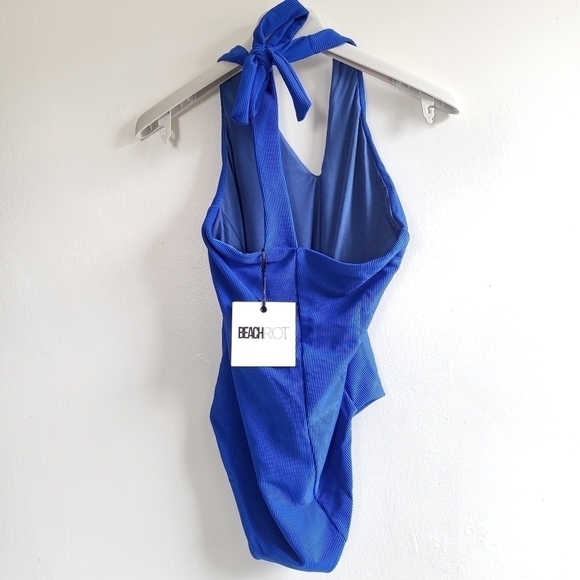 New Beach Riot Nia Asymetrical One Shoulder Tie Deep Ocean Swimsuit NWT XS - Picture 11 of 14